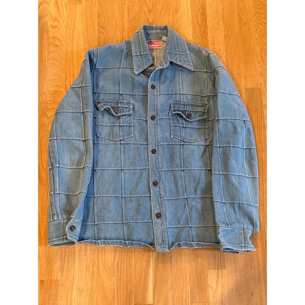 Crown Colony Denim Patchwork Jacket Medium Blue J… - image 1